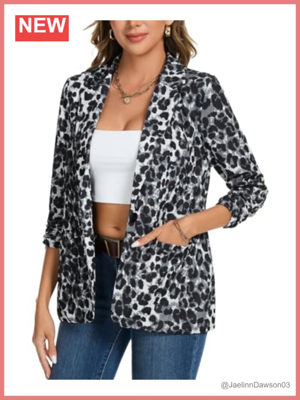 Womens 3/4 Sleeve Open Front Blazer Suit Jacket Business Casual